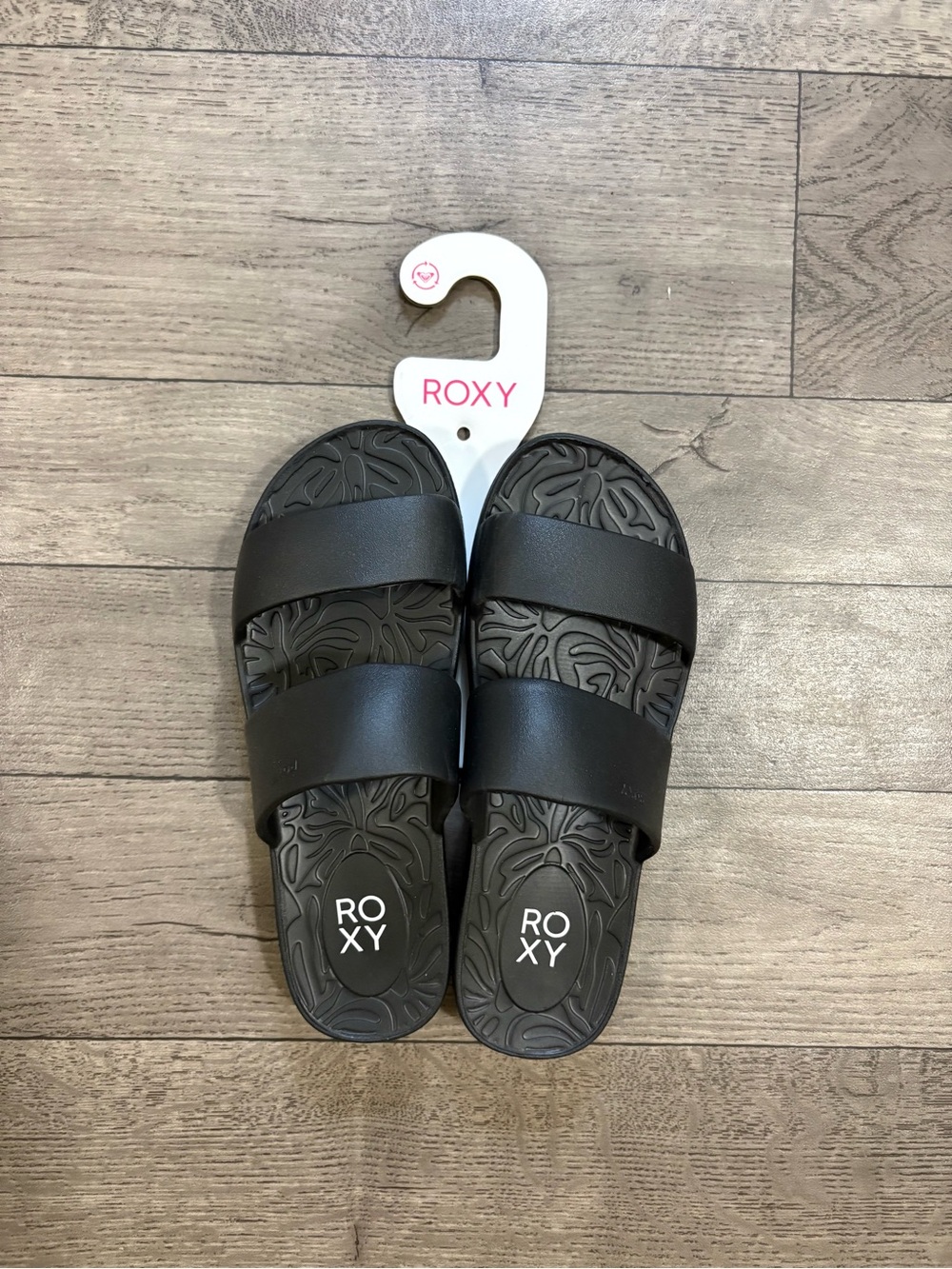 Roxy Black Double-Strap Slide Sandals